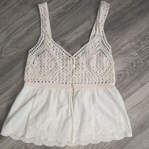 Dizzy Cream Lace eyeleySleeveless Blousemkmlmmk